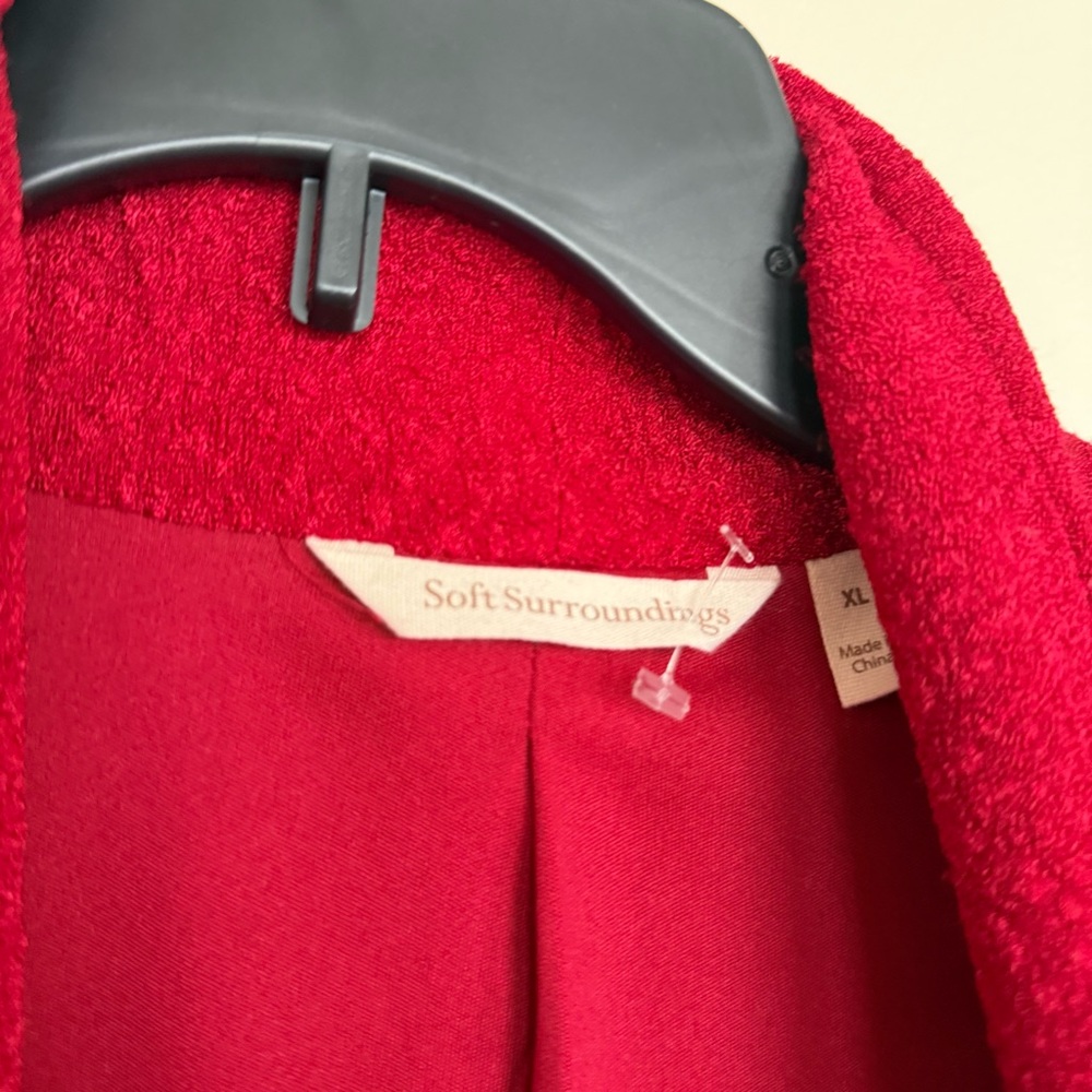 Soft Surroundings Red Boucle Knit Natalya Topper Open Front Cardigan Jacket - Picture 3 of 8